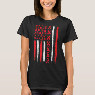 world aids hiv day awareness red ribbon flag T-Shirt