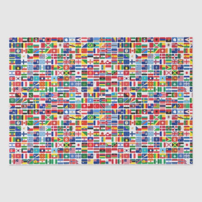 World All Countries Nation Flags Decoupage Tissue Paper (Front)