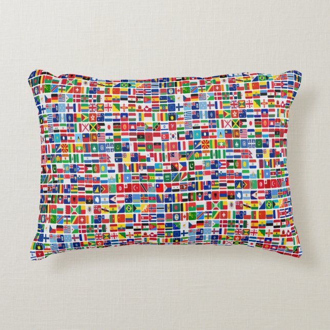World All Countries Nation Flags Pattern Accent Pillow (Front)
