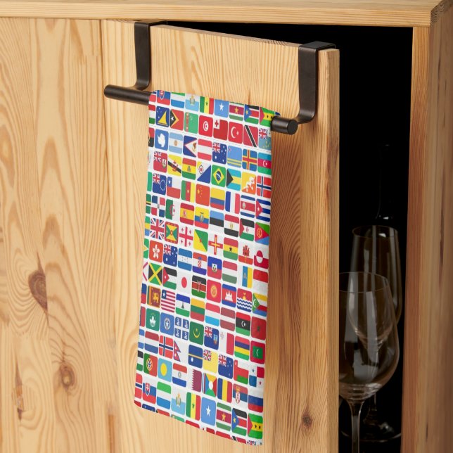 World All Countries Nation Flags Pattern Kitchen Towel (Thirds Fold)
