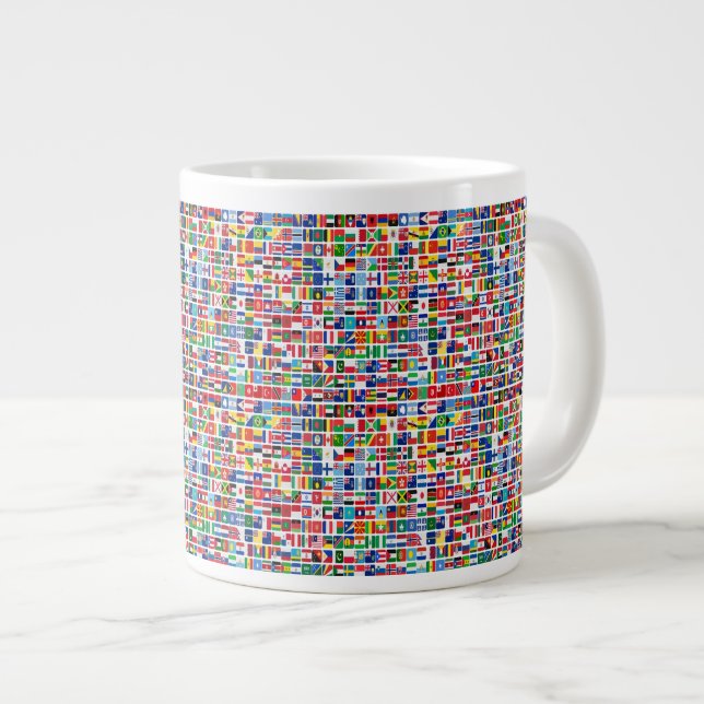 World All Countries Nation Flags Pattern Large Coffee Mug (Front Right)