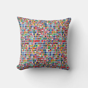 World All Countries Nation Flags Pattern Throw Pillow