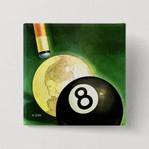 World as Cue Ball 2 Inch Square Button