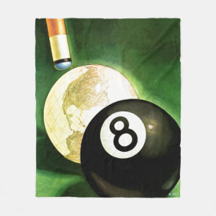 World as Cue Ball Fleece Blanket