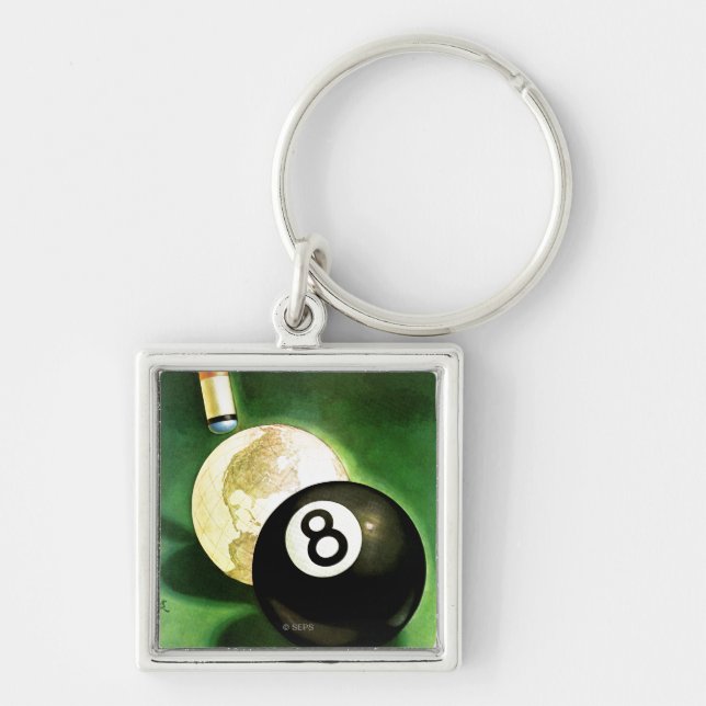 World as Cue Ball Keychain (Front)