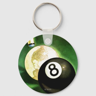 World as Cue Ball Keychain