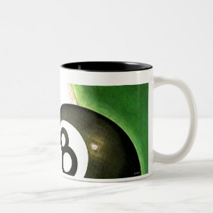 World as Cue Ball Two-Tone Coffee Mug