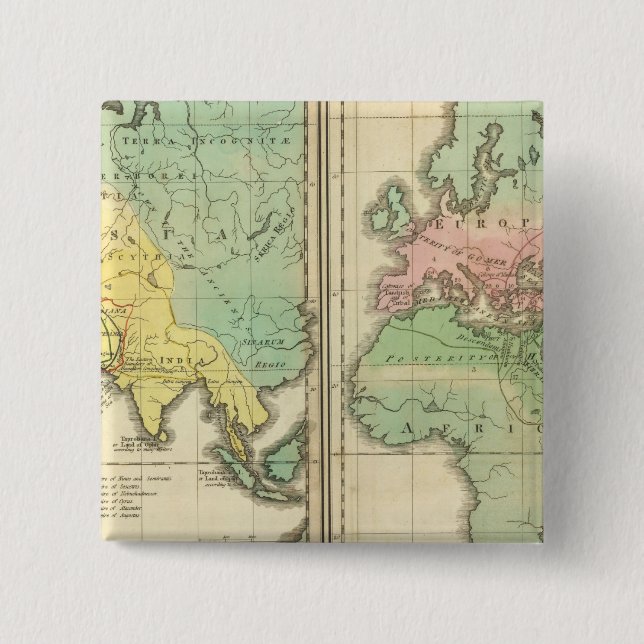 World as Known to the Ancients Division 2 Inch Square Button (Front)