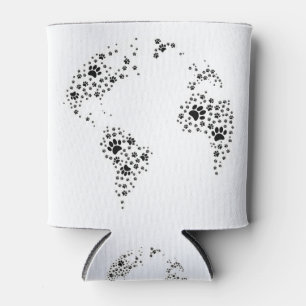 World Atlas Dog Paw Prints Can Cooler
