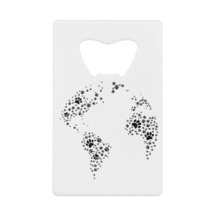 World Atlas Dog Paw Prints Credit Card Bottle Opener