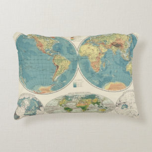 World Atlas Map 2 Accent Pillow
