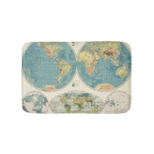 World Atlas Map 2 Bath Mat