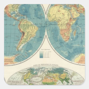 World Atlas Map 2 Square Sticker