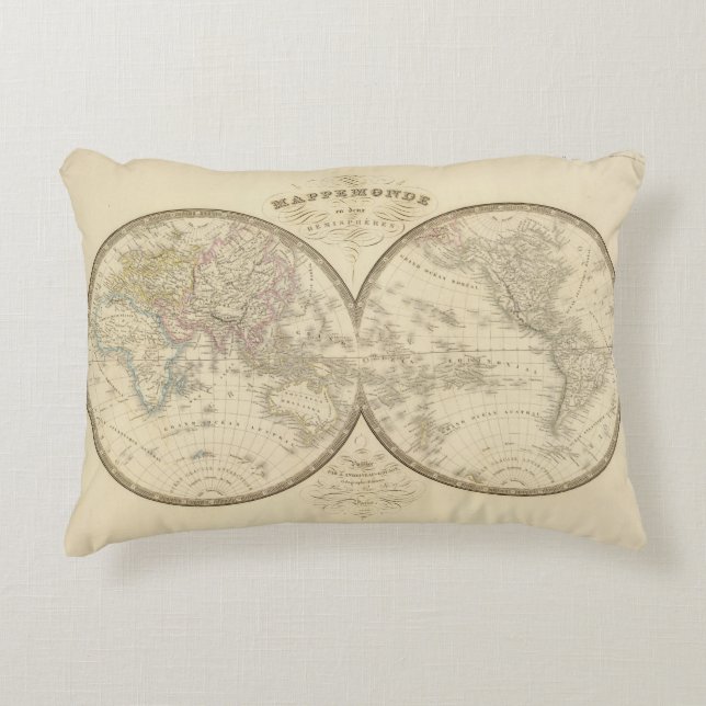 World Atlas Map Decorative Pillow (Front)
