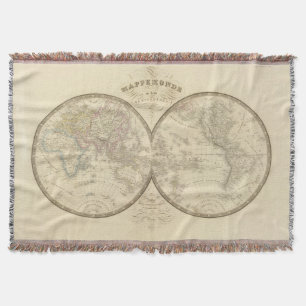 World Atlas Map Throw Blanket