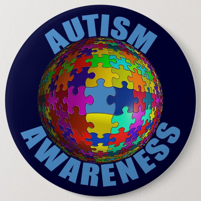 World Autism Awareness Button (extra large) (Front)