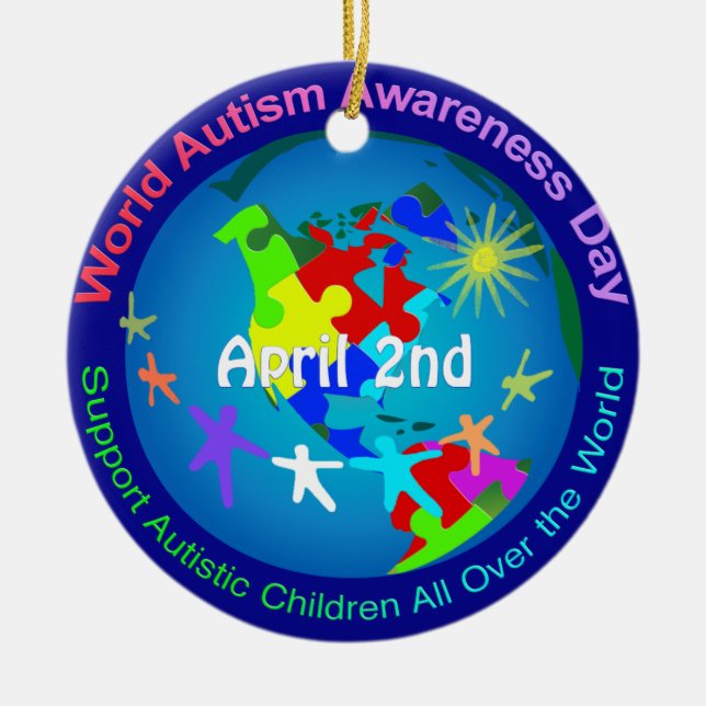 World Autism Awareness Day Ceramic Ornament (Front)