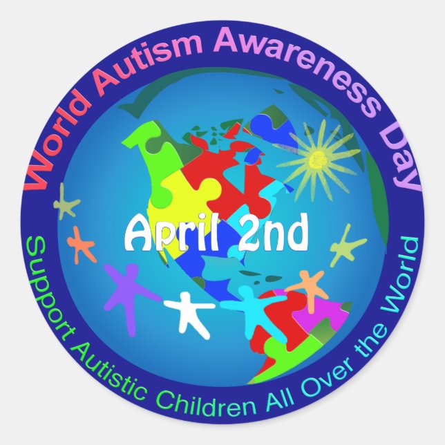 World Autism Awareness Day Classic Round Sticker (Front)