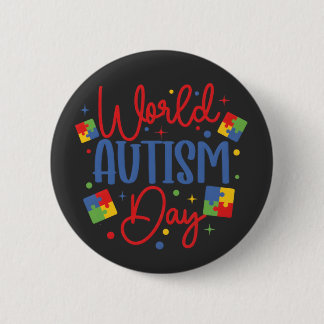 World Autism Awareness Day Colorful Puzzle Piece 2 Inch Round Button