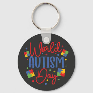 World Autism Awareness Day Colorful Puzzle Piece Keychain