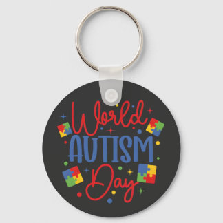 World Autism Awareness Day Colorful Puzzle Piece Keychain