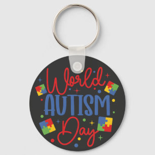 World Autism Awareness Day Colorful Puzzle Piece Keychain