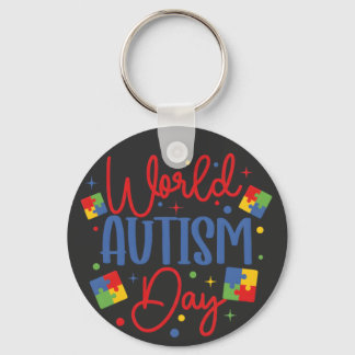 World Autism Awareness Day Colorful Puzzle Piece Keychain