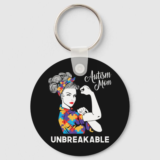 World Autism Awareness Day in a platform of discus Keychain (Front)