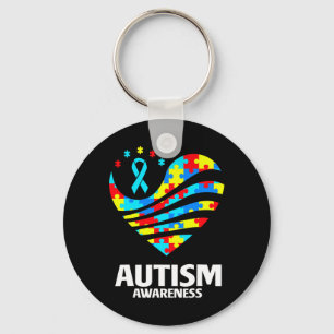 World Autism Awareness Puzzle Pieces Heart Autisti Keychain