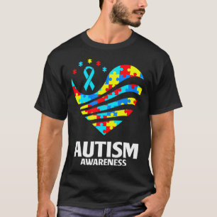 World Autism Awareness Puzzle Pieces Heart Autisti T-Shirt