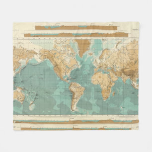 World bathyorographical map fleece blanket