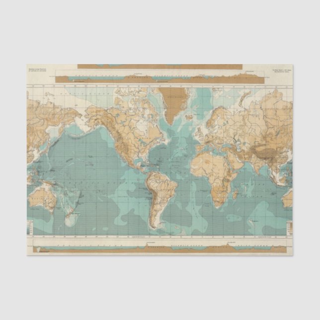 World bathyorographical map tissue paper (Front)