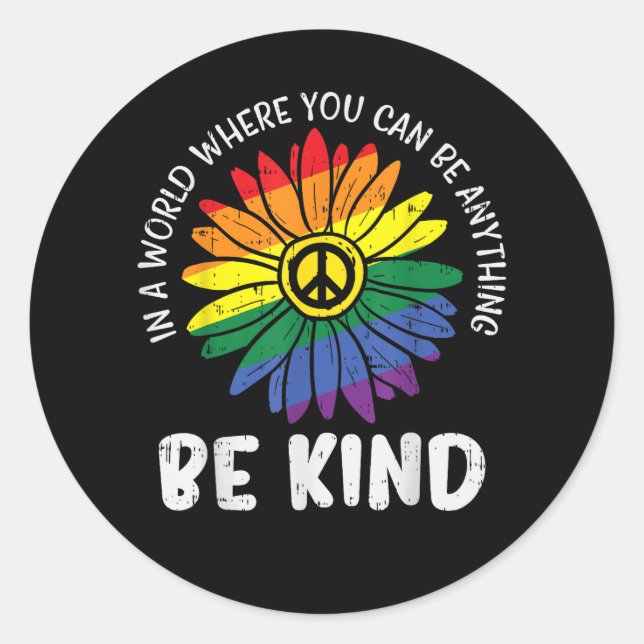 World Be Kind Rainbow Classic Round Sticker (Front)