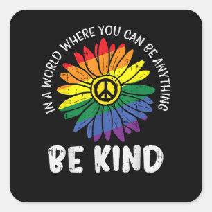 World Be Kind Rainbow Square Sticker