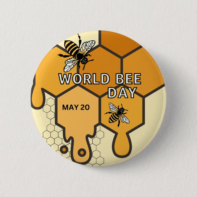 World Bee Day 2 Inch Round Button (Front)