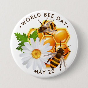 World Bee Day, honey bees, honeycomb 3 Inch Round Button