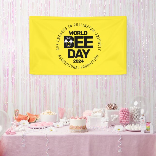World Bee Day Yellow Black Pollinator Banner (Party)