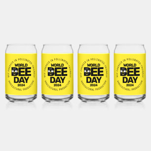 World Bee Day Yellow Black Pollinator Can Glass