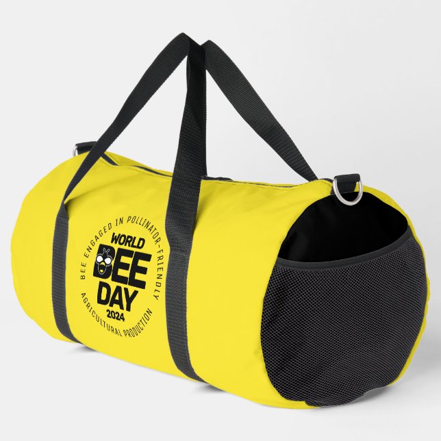 World Bee Day Yellow Black Pollinator Duffle Bag (Right Corner)