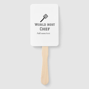 World best chef add name text cooking best barbecu hand fan