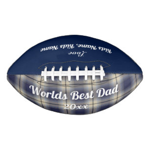 World Best Dad, Blue Plaid, Kids Names Football