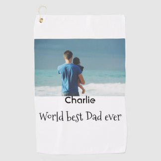 world best dad ever photo name date simple fathers golf towel