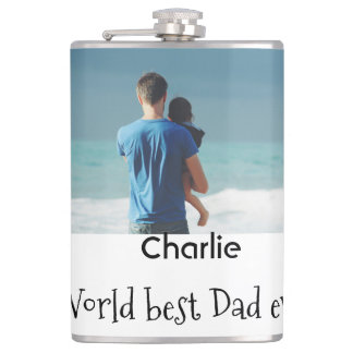 world best dad ever photo name date simple fathers hip flask
