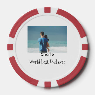 world best dad ever photo name date simple fathers poker chips