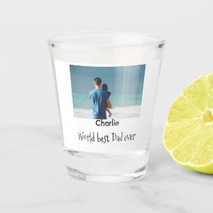 world best dad ever photo name date simple fathers shot glass