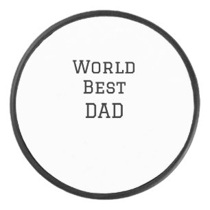 World best DAD FATHER add name text sports text  Hockey Puck