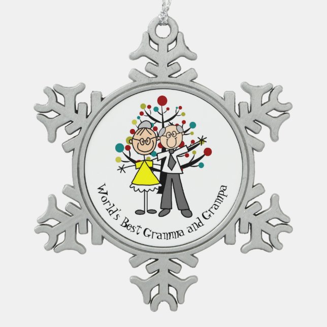 World Best Gramma and Grampa Snowflake Ornament (Front)
