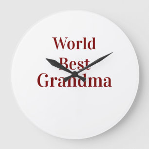 World best Grandma grandmother grandparents pink n Large Clock