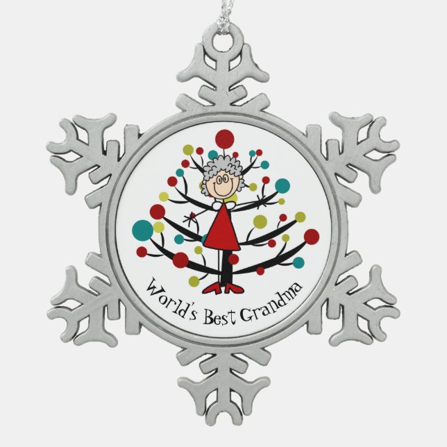 World Best Grandma Snowflake Ornament (Front)