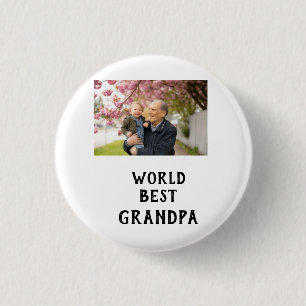 World best Grandpa photo name father's day grandpa 1 Inch Round Button